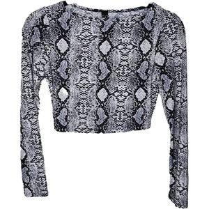 Windsor Snake Pattern Long Sleeve Crop Top Small Womens